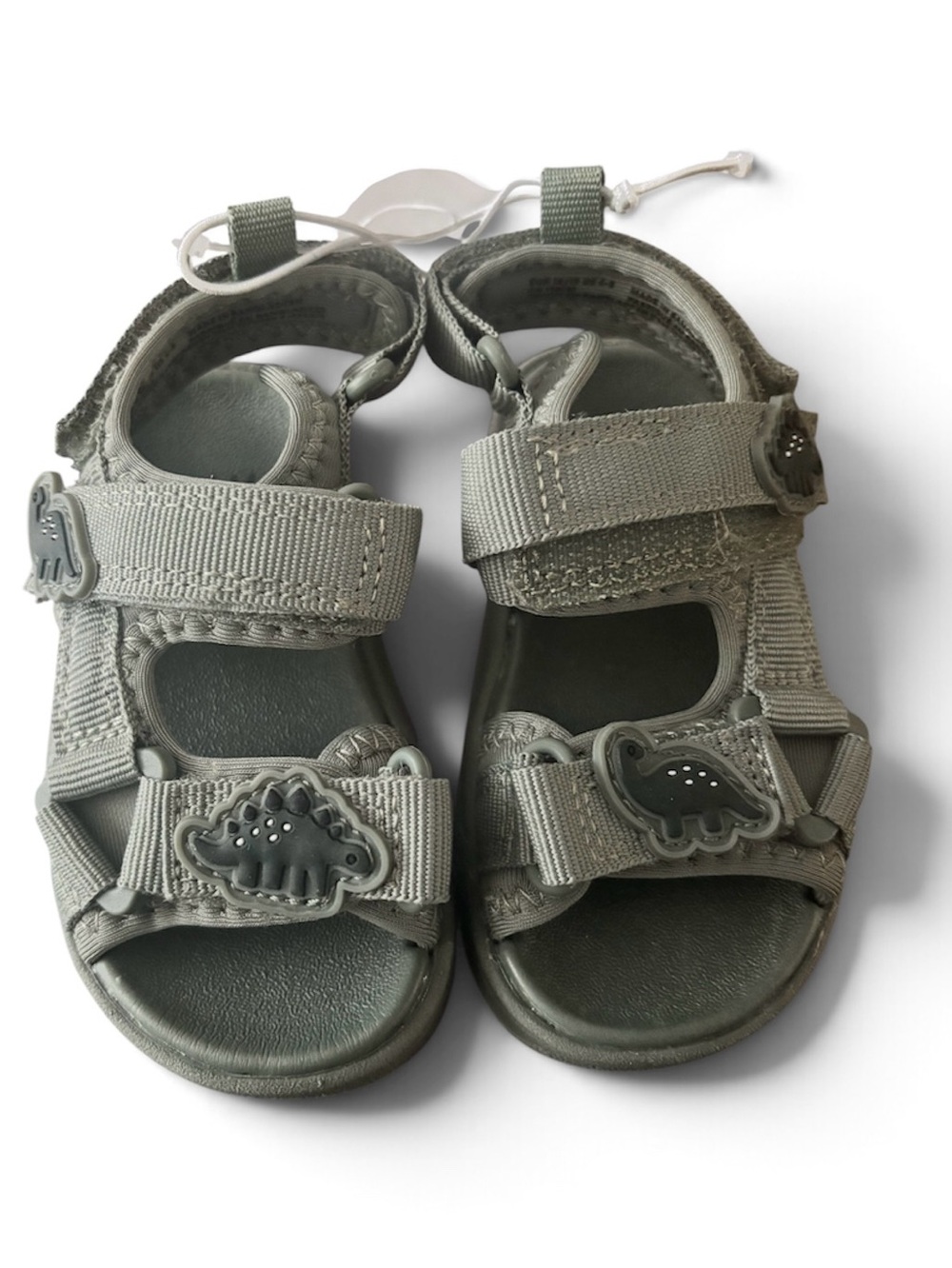 H&M Olive Gray Kids Dinosaur Sandals with Adjustable Straps baby size 4-5 New